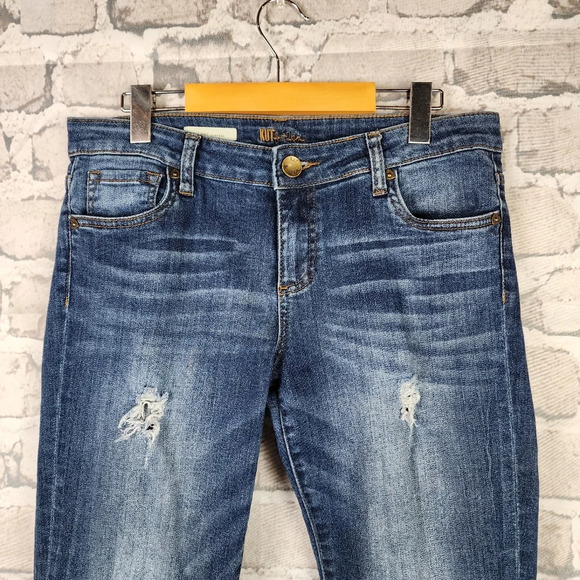 Kut from the Kloth Jeans Crop Catherine Boyfriend Distressed Medium Wash Size 6 - Picture 4 of 16
